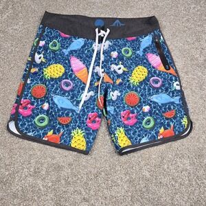 KAVU Go Big Float Riot Multicolor Board Shorts Swim Trunks Mens XL quick dry
